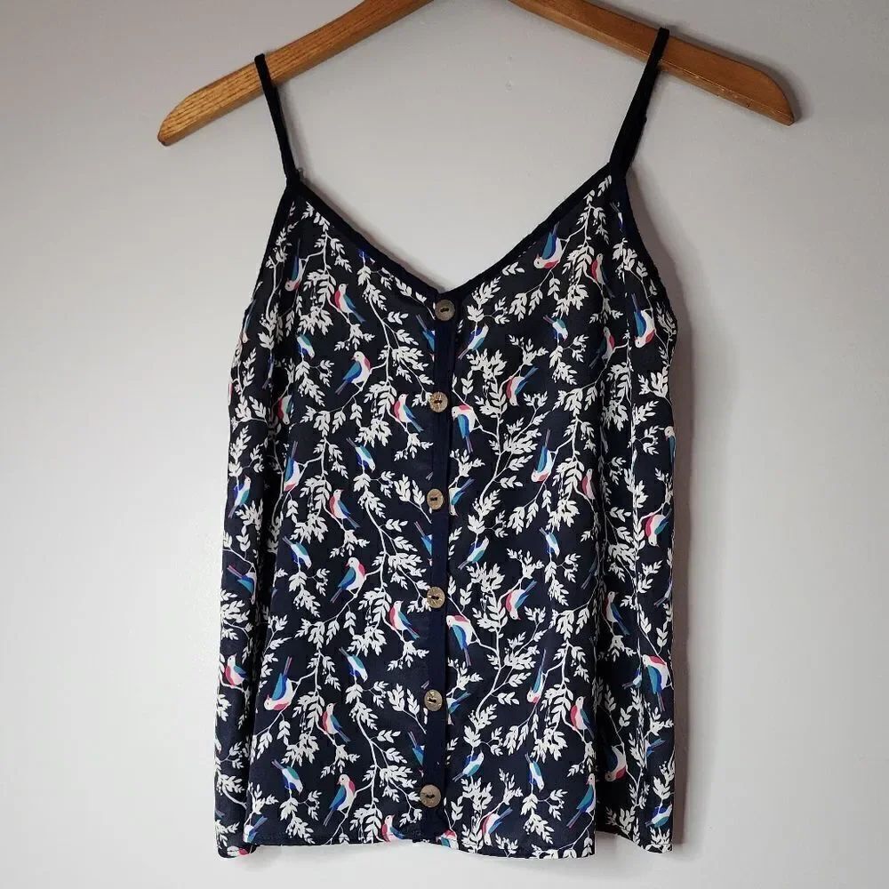 Charlotte Russe women's tank button front blouse size medium birds pattern